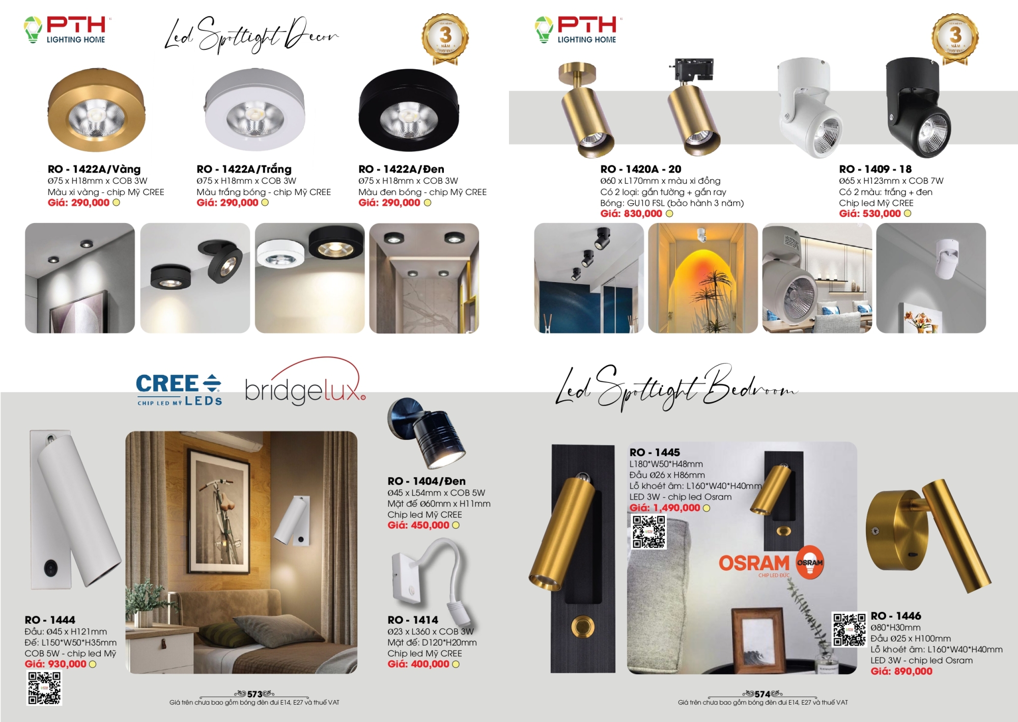 Bảng giá đèn trang trí PTH Lighting Home 2026